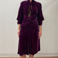 1920s Vintage Plum Silk Velvet Dress with Brass Tassles