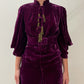 1920s Vintage Plum Silk Velvet Dress with Brass Tassles