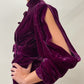 1920s Vintage Plum Silk Velvet Dress with Brass Tassles