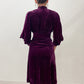 1920s Vintage Plum Silk Velvet Dress with Brass Tassles