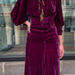 1920s Vintage Plum Silk Velvet Dress with Brass Tassles
