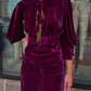 1920s Vintage Plum Silk Velvet Dress with Brass Tassles