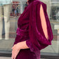1920s Vintage Plum Silk Velvet Dress with Brass Tassles