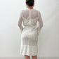 1970's Vintage White Crochet Dress with Bell Sleeves