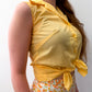 1980s Vintage Sheer Butter Yellow Sleeveless Double Pocket Button Up Top