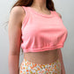 1990s Vintage Bright Coral 100% Cotton Crop Top