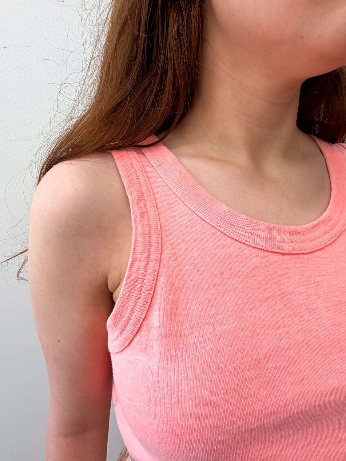 1990s Vintage Bright Coral 100% Cotton Crop Top