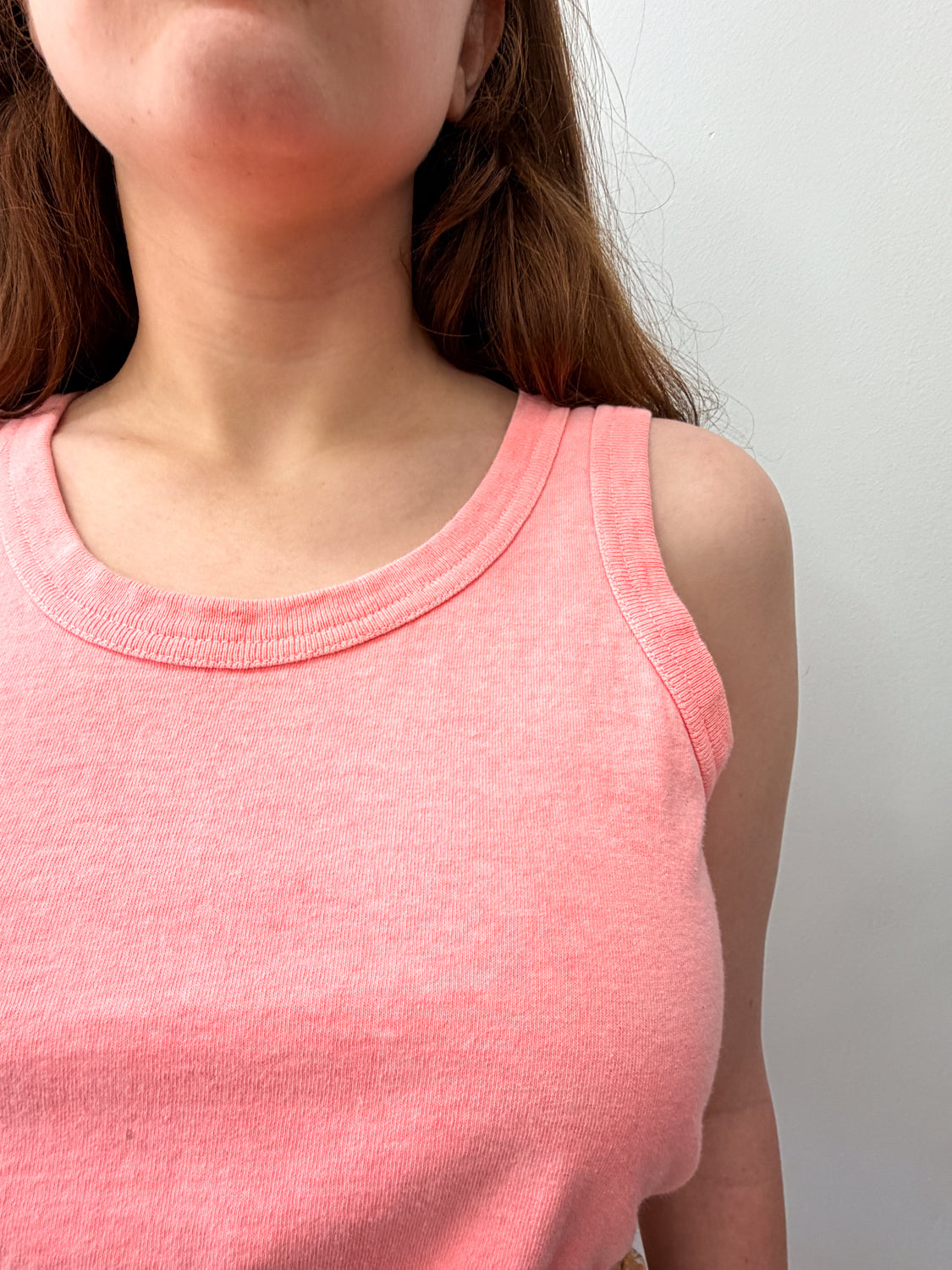 1990s Vintage Bright Coral 100% Cotton Crop Top