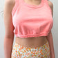 1990s Vintage Bright Coral 100% Cotton Crop Top