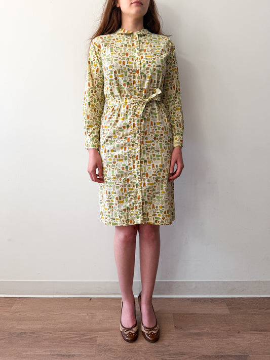 1960s Vintage Sewing Pattern Novelty Print Shift Dress