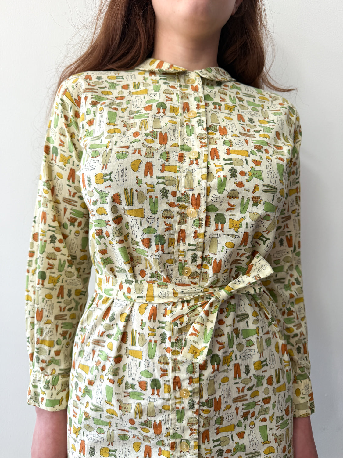 1960s Vintage Sewing Pattern Novelty Print Shift Dress