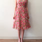 1950s Vintage Spring Eternal Pink Floral Pleated Party Dress