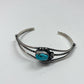 1970s Vintage Sterling and Turquoise Natural Stone Feather Cuff Bracelet