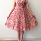 1950s Vintage Spring Eternal Pink Floral Pleated Party Dress