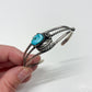1970s Vintage Sterling and Turquoise Natural Stone Feather Cuff Bracelet