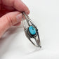 1970s Vintage Sterling and Turquoise Natural Stone Feather Cuff Bracelet