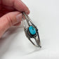 1970s Vintage Sterling and Turquoise Natural Stone Feather Cuff Bracelet