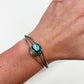 1970s Vintage Sterling and Turquoise Natural Stone Feather Cuff Bracelet
