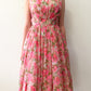 1950s Vintage Spring Eternal Pink Floral Pleated Party Dress