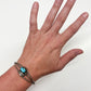 1970s Vintage Sterling and Turquoise Natural Stone Feather Cuff Bracelet
