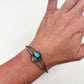 1970s Vintage Sterling and Turquoise Natural Stone Feather Cuff Bracelet