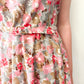 1950s Vintage Pink and Grey Floral Fit and Flare Cotton Sun Dress