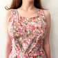 1950s Vintage Pink and Grey Floral Fit and Flare Cotton Sun Dress