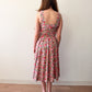 1950s Vintage Pink and Grey Floral Fit and Flare Cotton Sun Dress