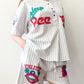 1990s Vintage Esleep & Co Baseball Jersey Style Pajama Set - Deadstock!