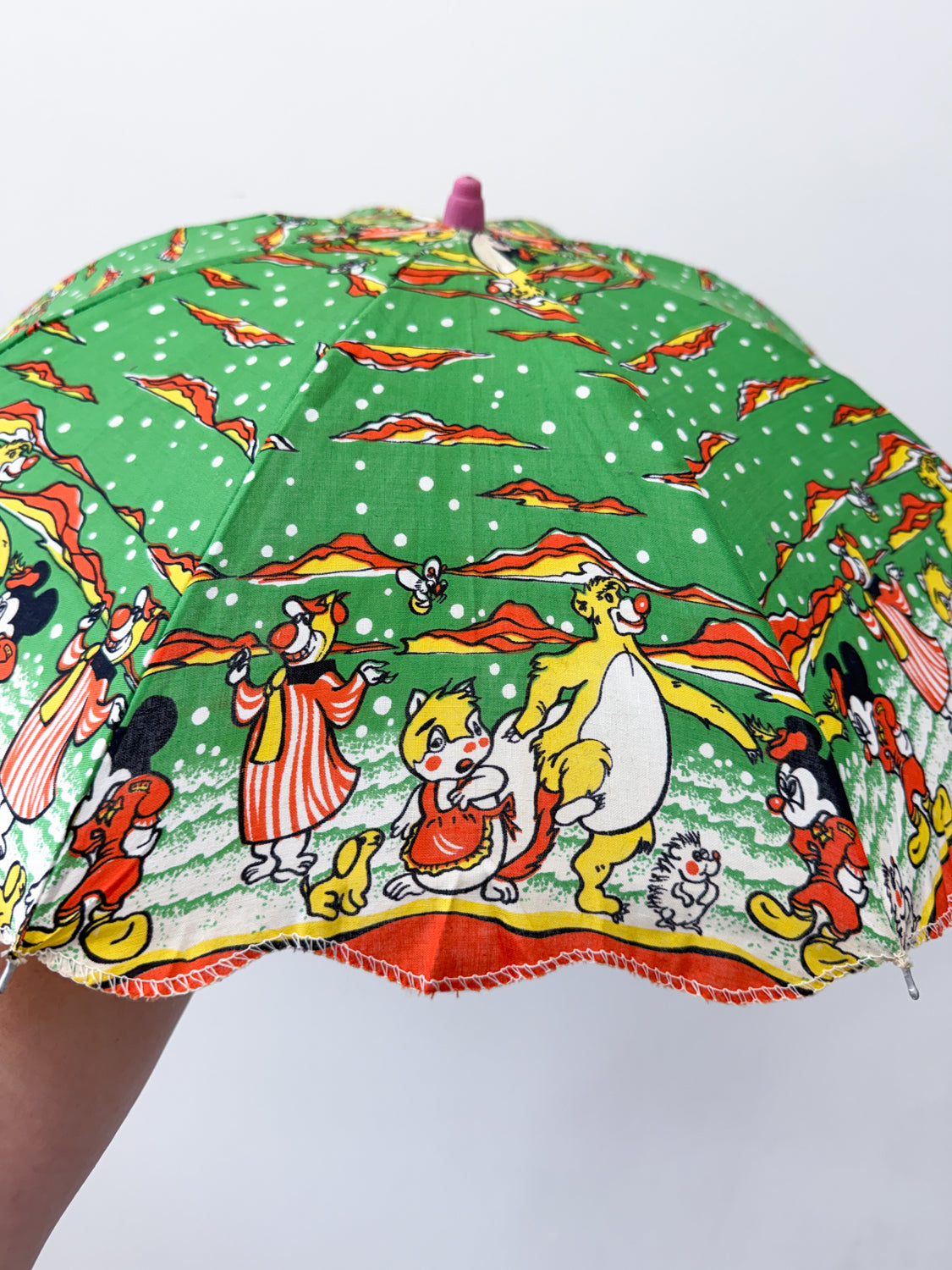 1960s Vintage Disneyana Unlicensed Mickey Mouse Umbrella Parasol Child's Kids