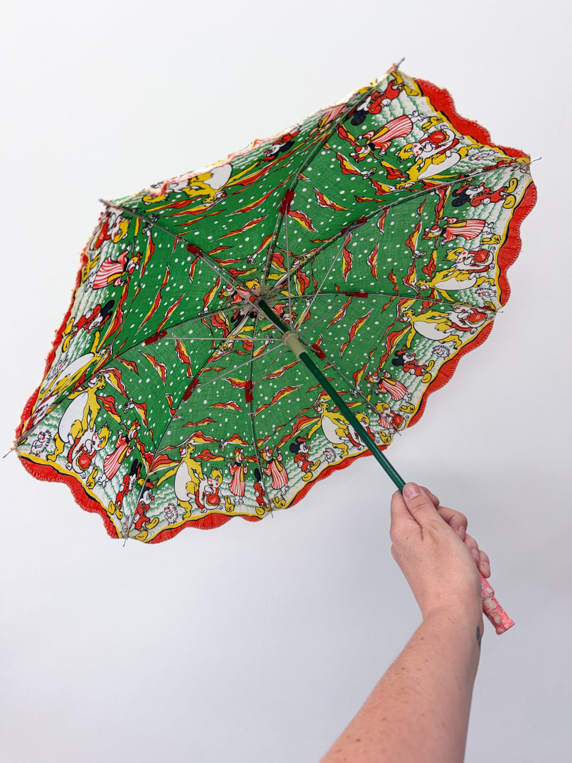 1960s Vintage Disneyana Unlicensed Mickey Mouse Umbrella Parasol Child's Kids