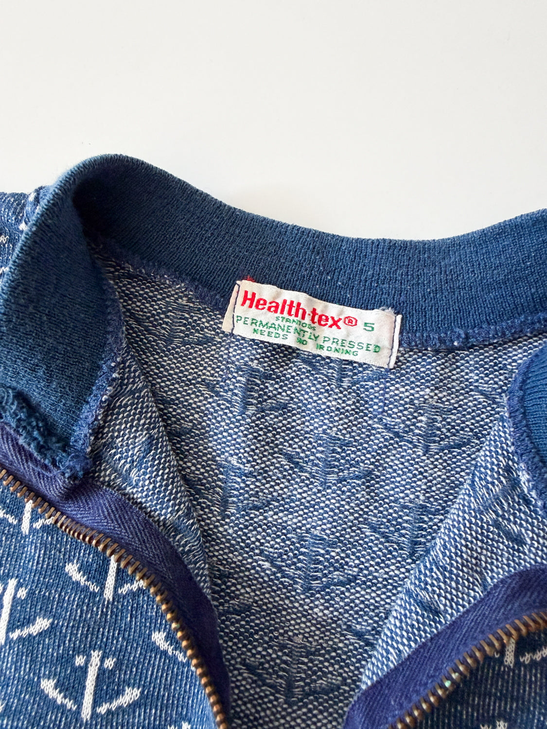 1970s Vintage Kids Anchor Knit Circle Zipper Shirt by Health-Tex