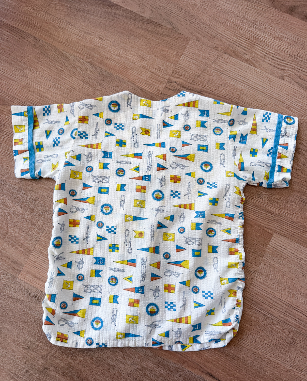 1960s Vintage Sailing Flags Novelty Print Kids Pajama Set