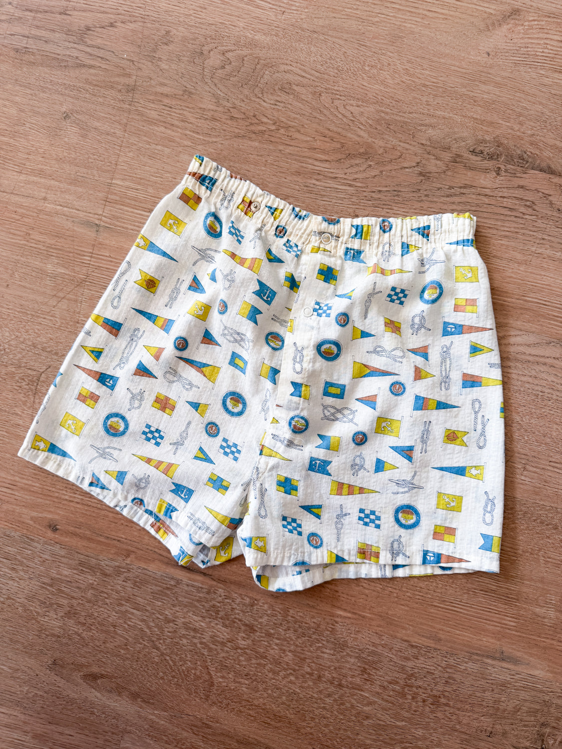1960s Vintage Sailing Flags Novelty Print Kids Pajama Set