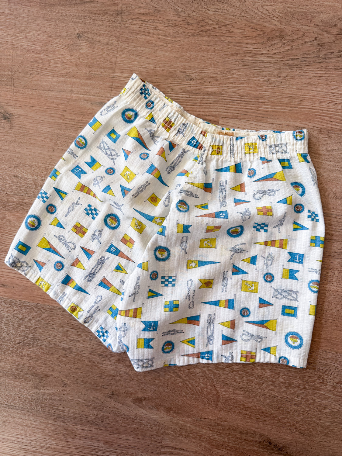 1960s Vintage Sailing Flags Novelty Print Kids Pajama Set
