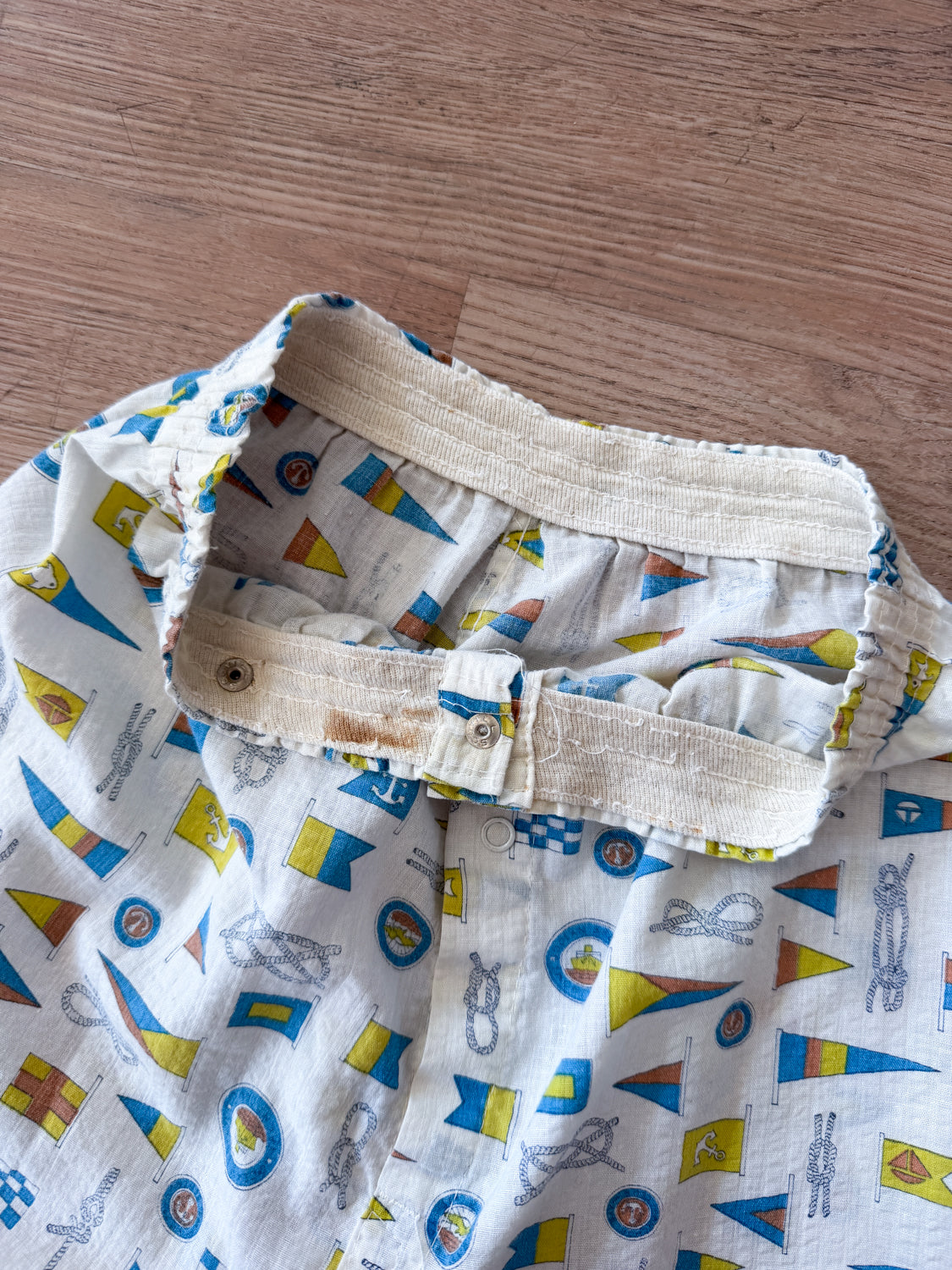 1960s Vintage Sailing Flags Novelty Print Kids Pajama Set