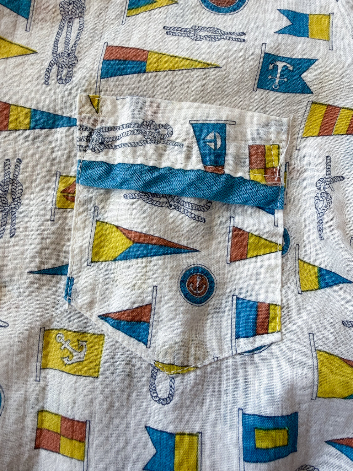 1960s Vintage Sailing Flags Novelty Print Kids Pajama Set