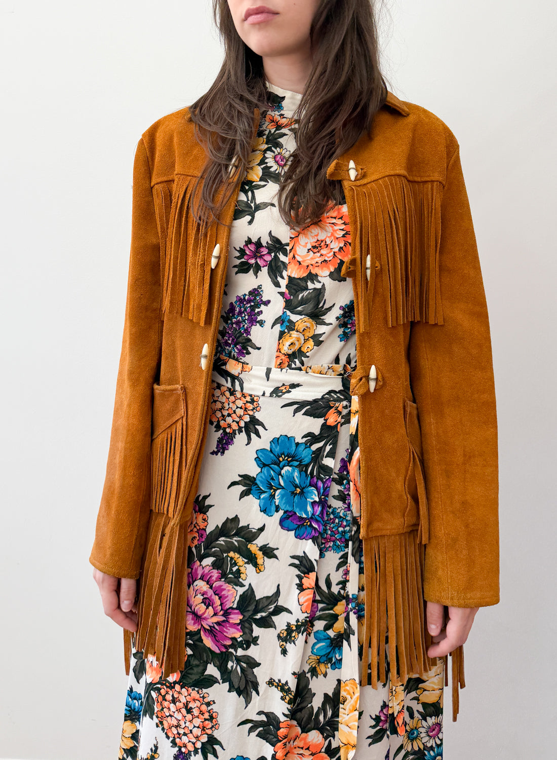 1970s Vintage Stunning Suede Fringe Hippie Jacket