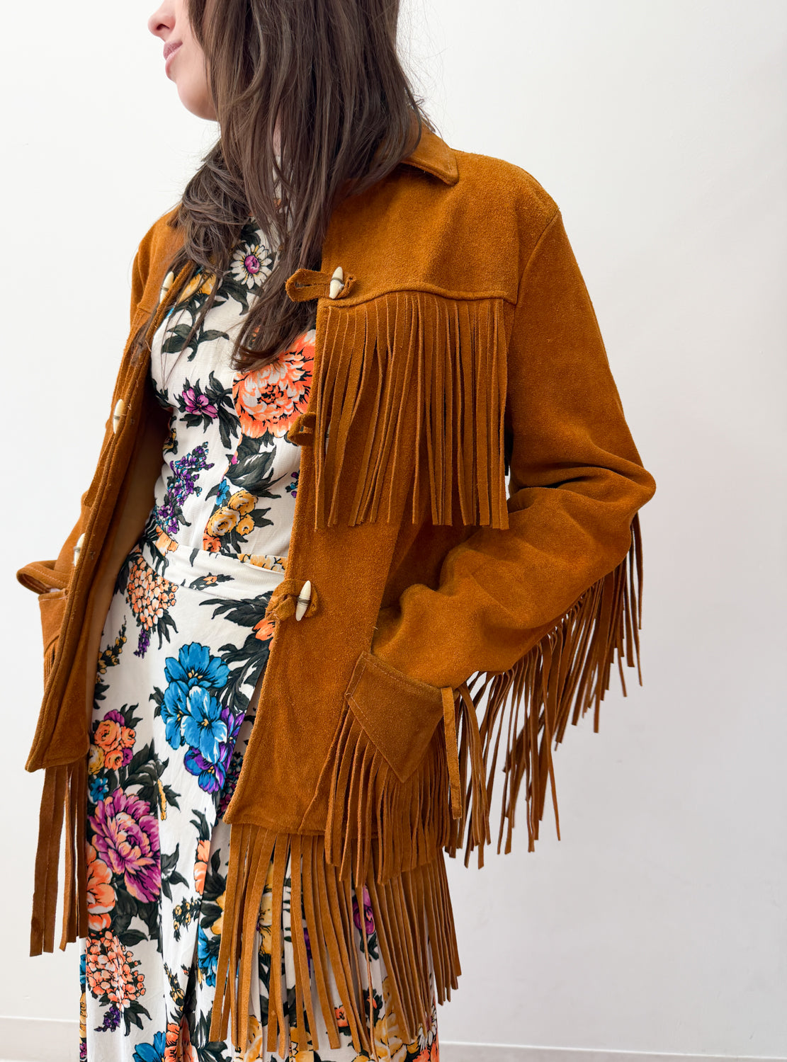 1970s Vintage Stunning Suede Fringe Hippie Jacket