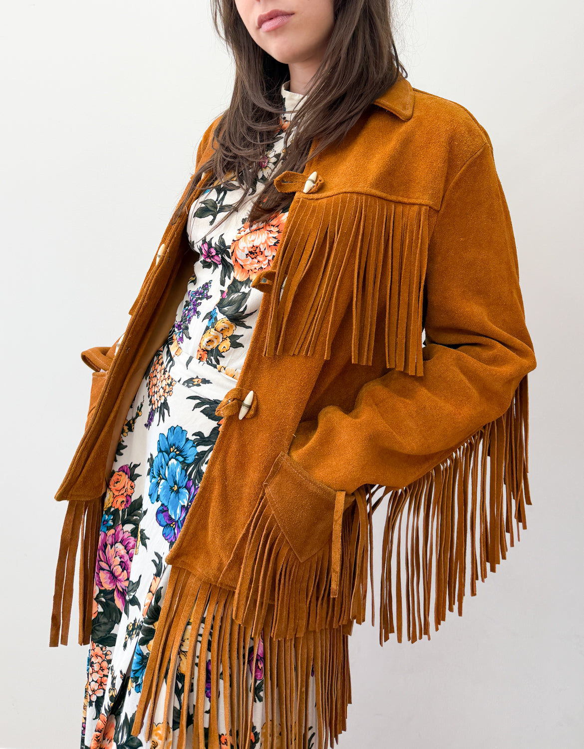 1970s Vintage Stunning Suede Fringe Hippie Jacket