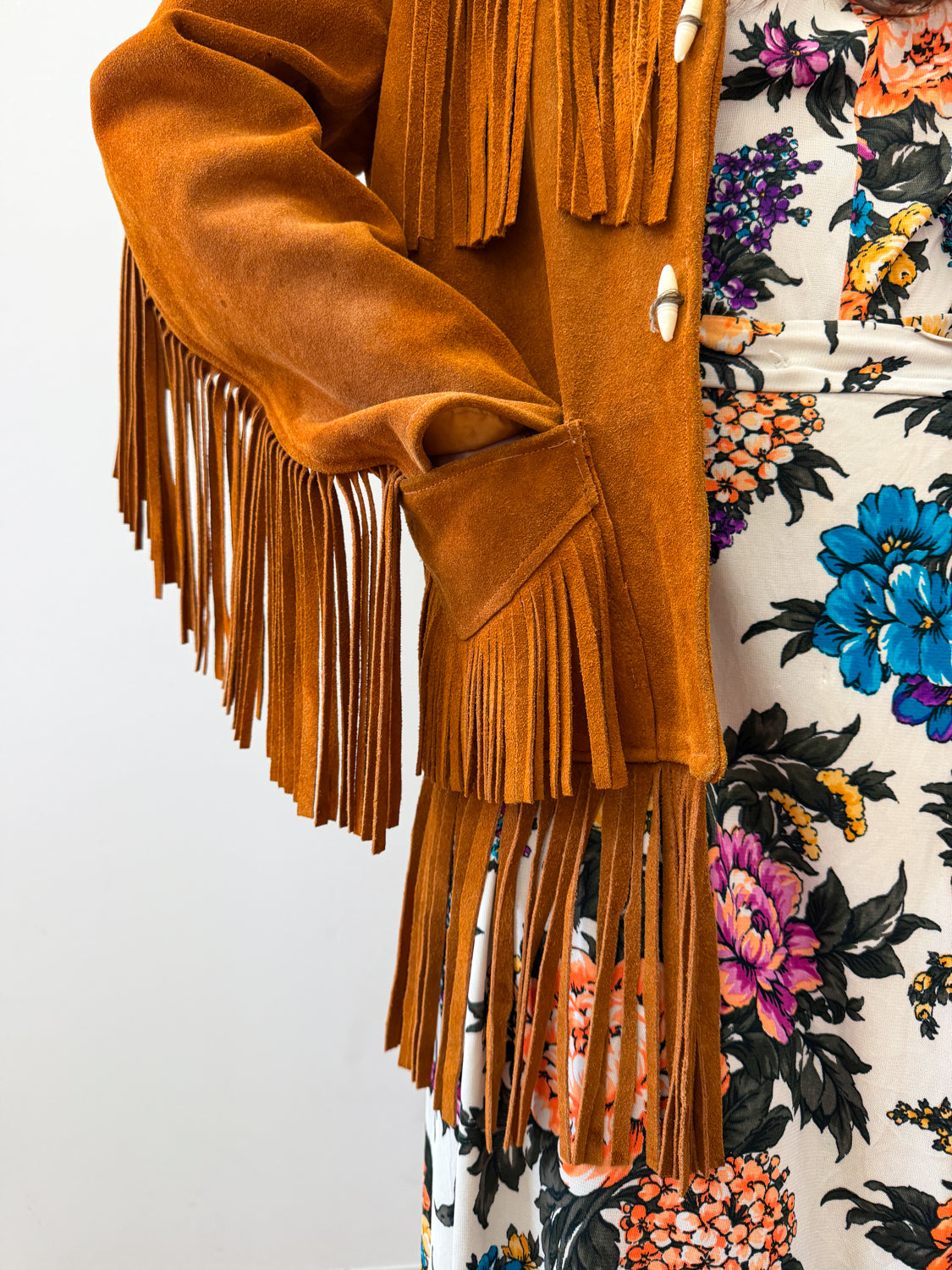 1970s Vintage Stunning Suede Fringe Hippie Jacket