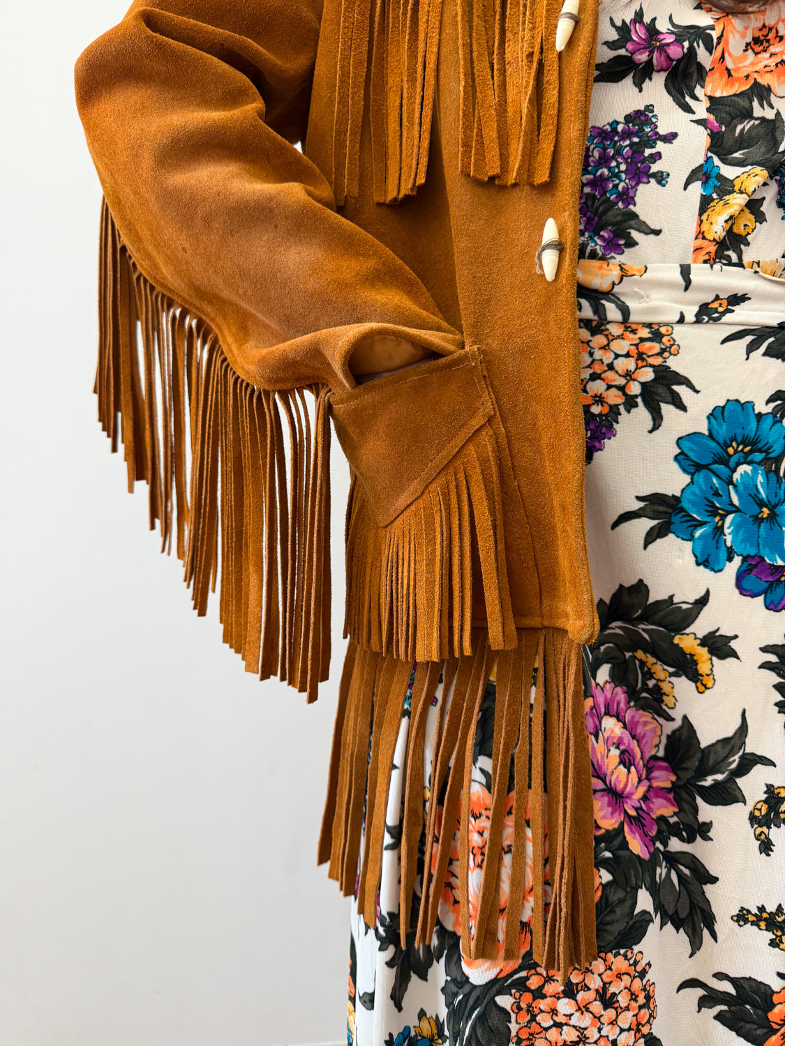 1970s Vintage Stunning Suede Fringe Hippie Jacket