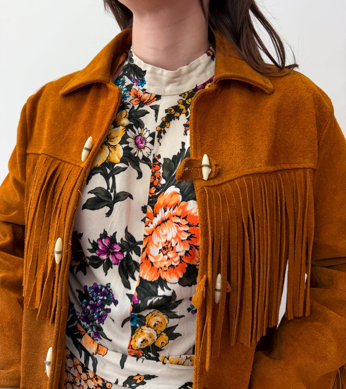 1970s Vintage Stunning Suede Fringe Hippie Jacket