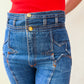 1970s Vintage Nest-Ce Pas? Star Butt Rear Iconic Denim Bellbottom Jeans