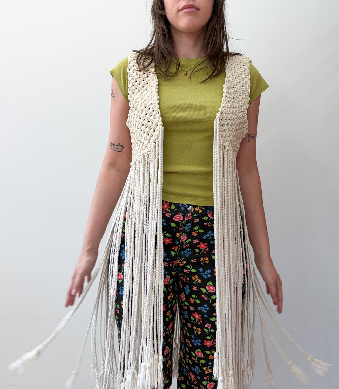 1970s Vintage Incredible and Epic Long Fringe Handmade Macramé Vest