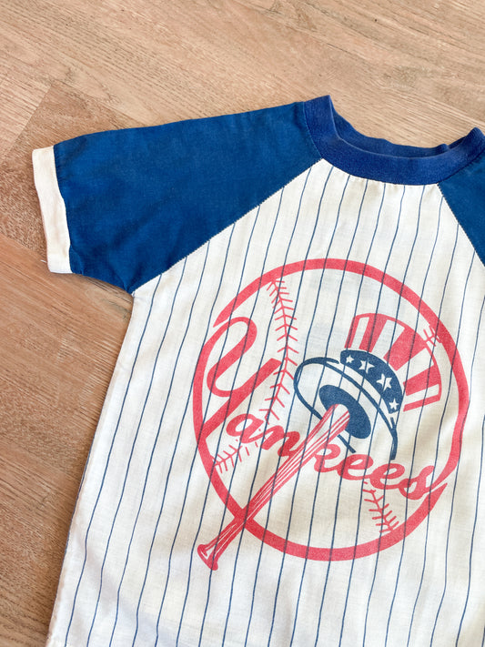 1970s Vintage New York Yankees Baseball Kids Top and Shorts 2 Piece Set