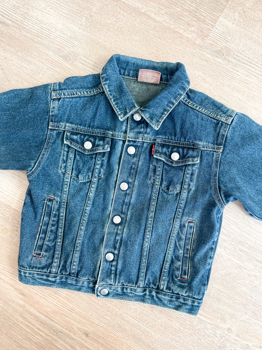 1990s Vintage Levi's Red Tab Medium Wash Denim Trucker Jacket Toddler Kids