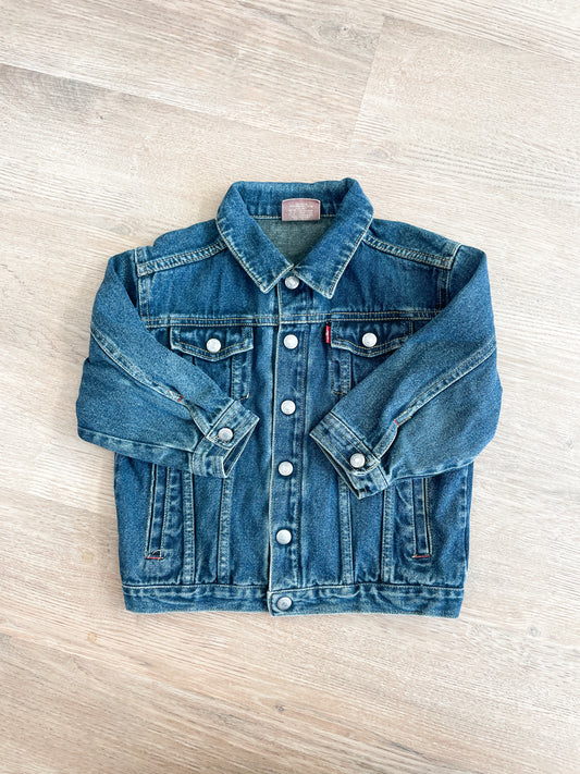 1990s Vintage Levi's Red Tab Medium Wash Denim Trucker Jacket Toddler Kids