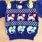 1980s Vintage Kitty Cats with Bows and Scarves Puff Sleeve Toddler Kids Knit Sweater