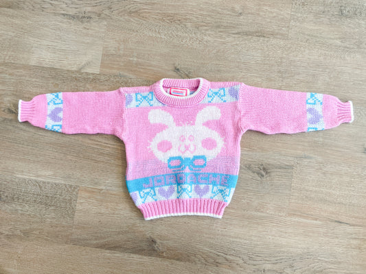 1990s Vintage Jordache Bunny Logo Pastel Toddler Kids Sweater